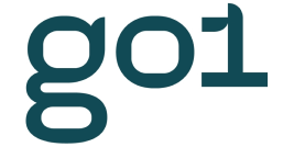 Text reading 'go1' in dark teal font on a white background.