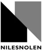 Black and gray abstract geometric shapes forming a logo above the text NILESNOLEN.