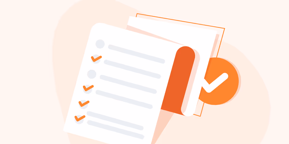 Illustration of stacked documents with checkmarks on the front page, symbolizing completed tasks or checklist.