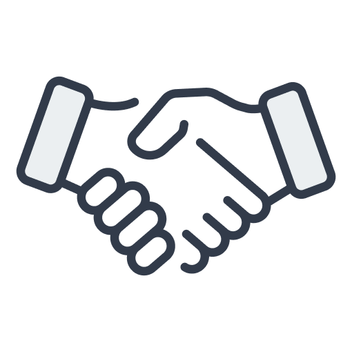 Icon of a handshake between two hands wearing cuffs.