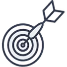 Dart hitting the center of a target bullseye.