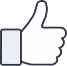 White thumbs-up icon with a gray cuff, symbolizing approval or like.