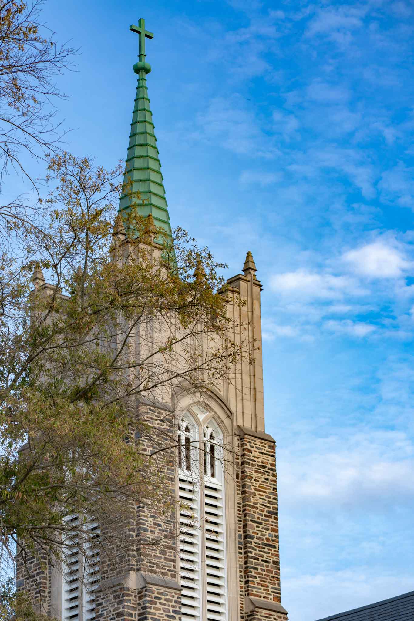Church building exterior used in a nonprofit or community organization video project.
