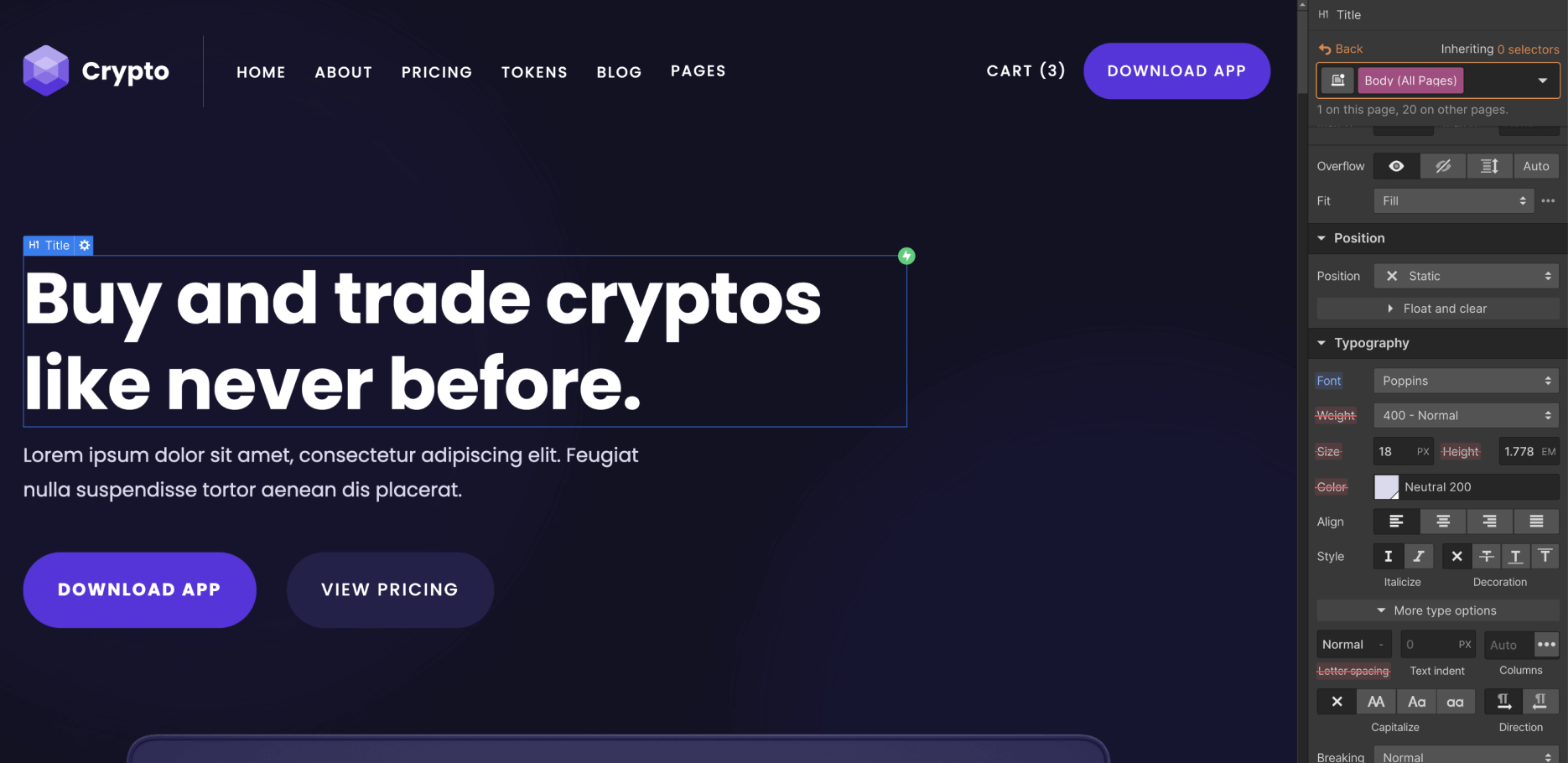 eCommerce Typography - Crypto Webflow Template