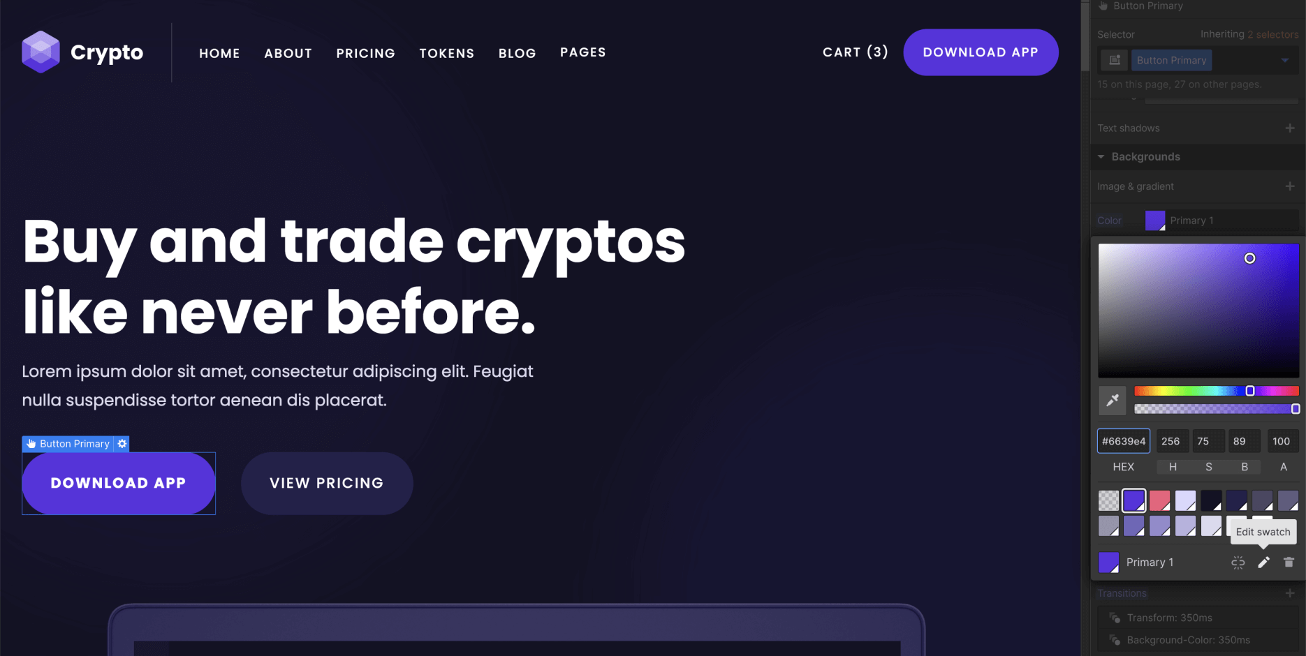 eCommerce Colors - Crypto Webflow Template