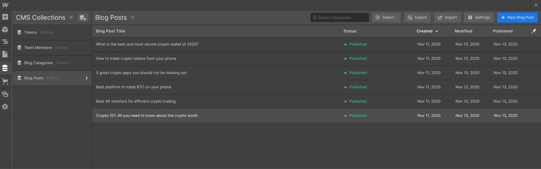 CMS Collection - Crypto Webflow Template