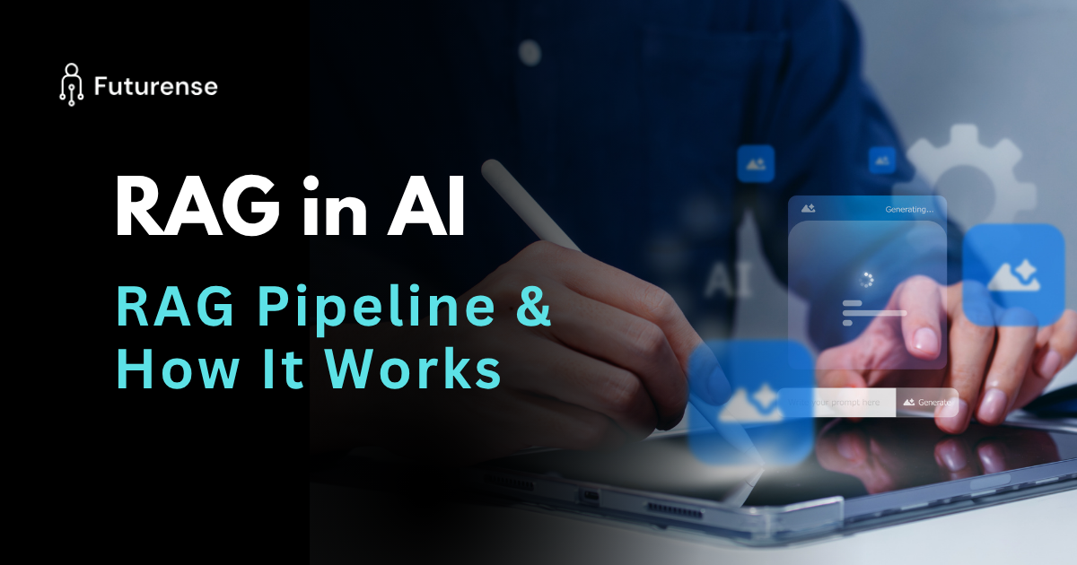 RAG in AI illustration showing RAG pipeline and how large language models use real-time data retrieval