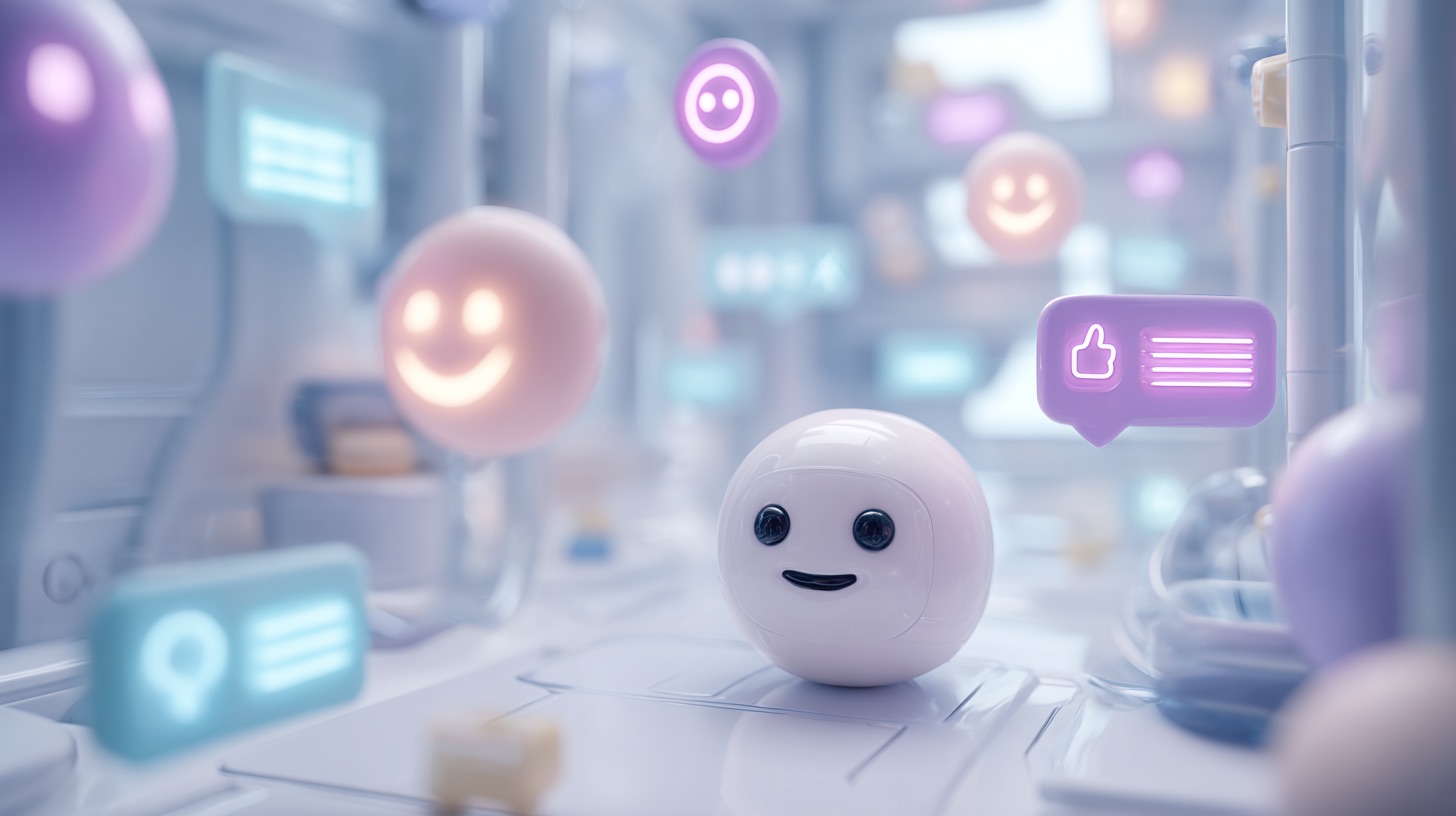Un chatbot AI simpatic într-un mediu digital, ilustrând analiza predictivă pentru experiențe personalizate ale clienților.
