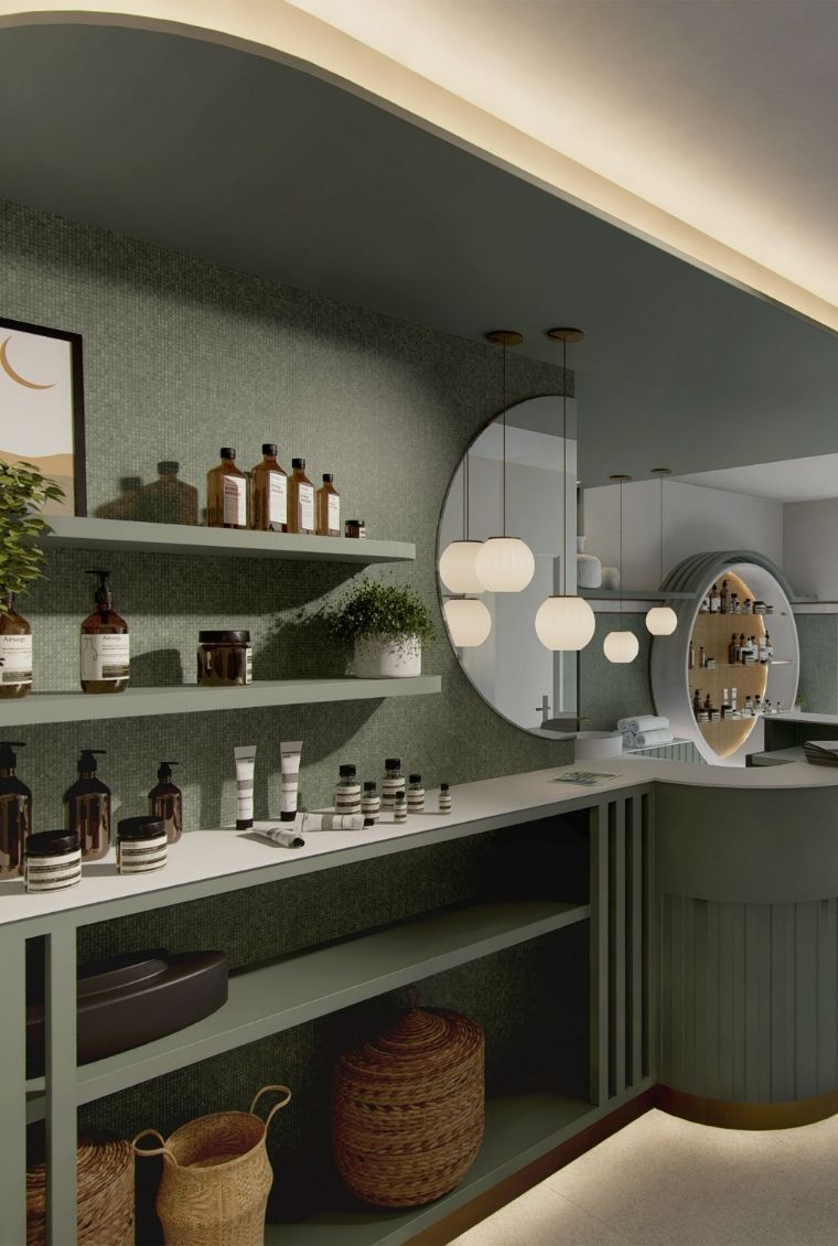 Counter with care products at the Grand Hotel de Courtoisville in Saint-Malo, 4-star spa in Brittany.