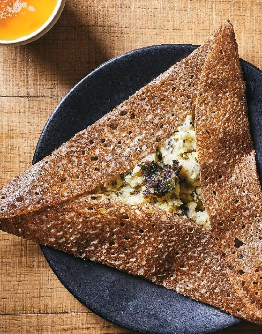 Breton galette served at the restaurant of the Grand Hotel de Courtoisville in Saint-Malo, a 4-star spa hotel in Brittany.