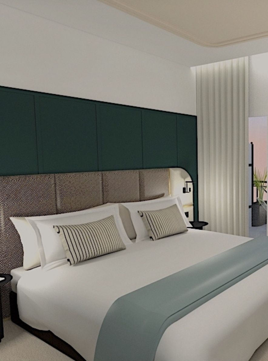 Room at the Grand Hotel de Courtoisville in Saint-Malo, a luxury hotel with spa and heated indoor pool.