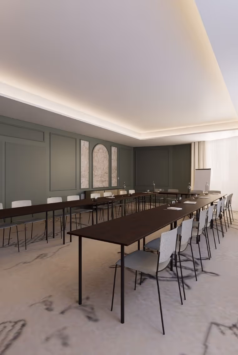 U-shaped room for seminars at the Grand Hotel de Courtoisville in Saint-Malo, hotel with spa and restaurant.