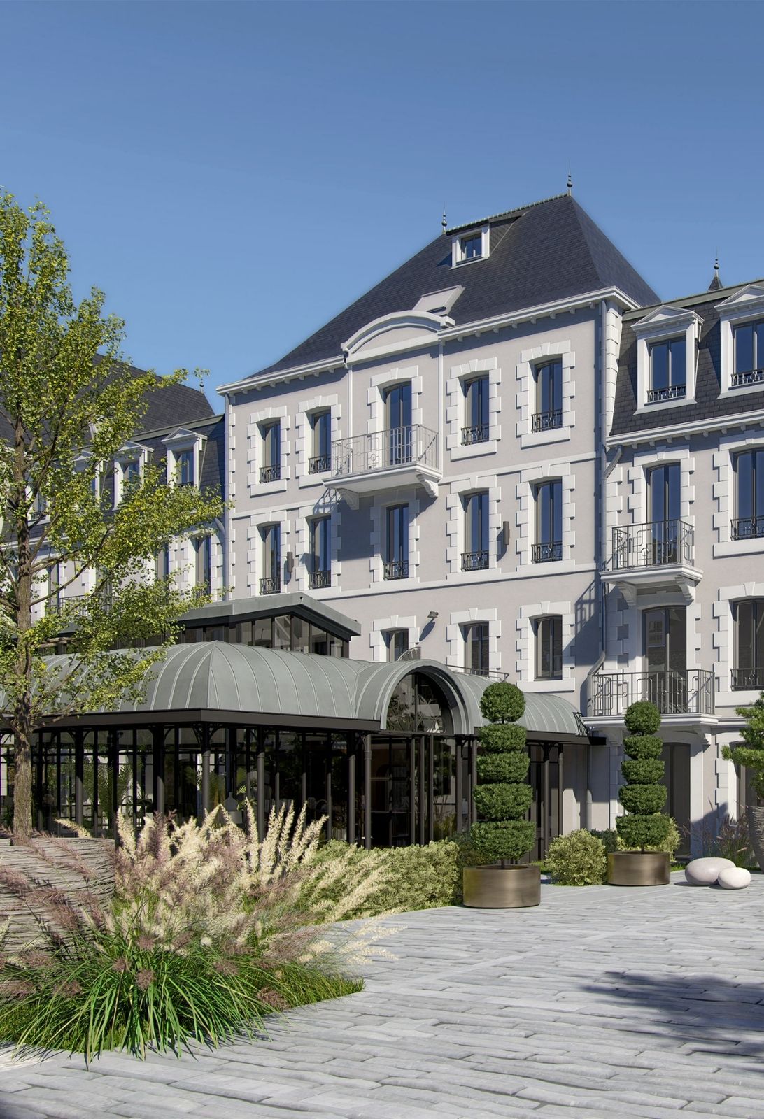Façade du Grand Hôtel de Courtoisville à Saint-Malo, hôtel spa 4 étoiles proche de la mer en Bretagne.