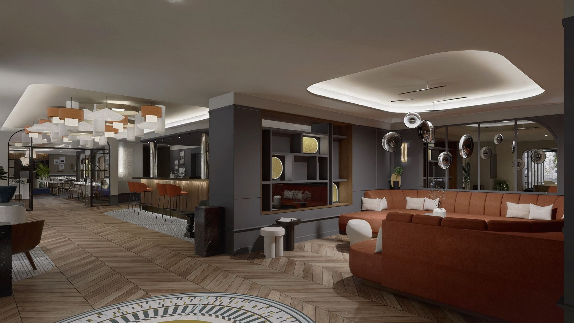 Bar élégant du Grand Hôtel de Courtoisville à Saint-Malo, hôtel 4 étoiles de luxe en Bretagne.
