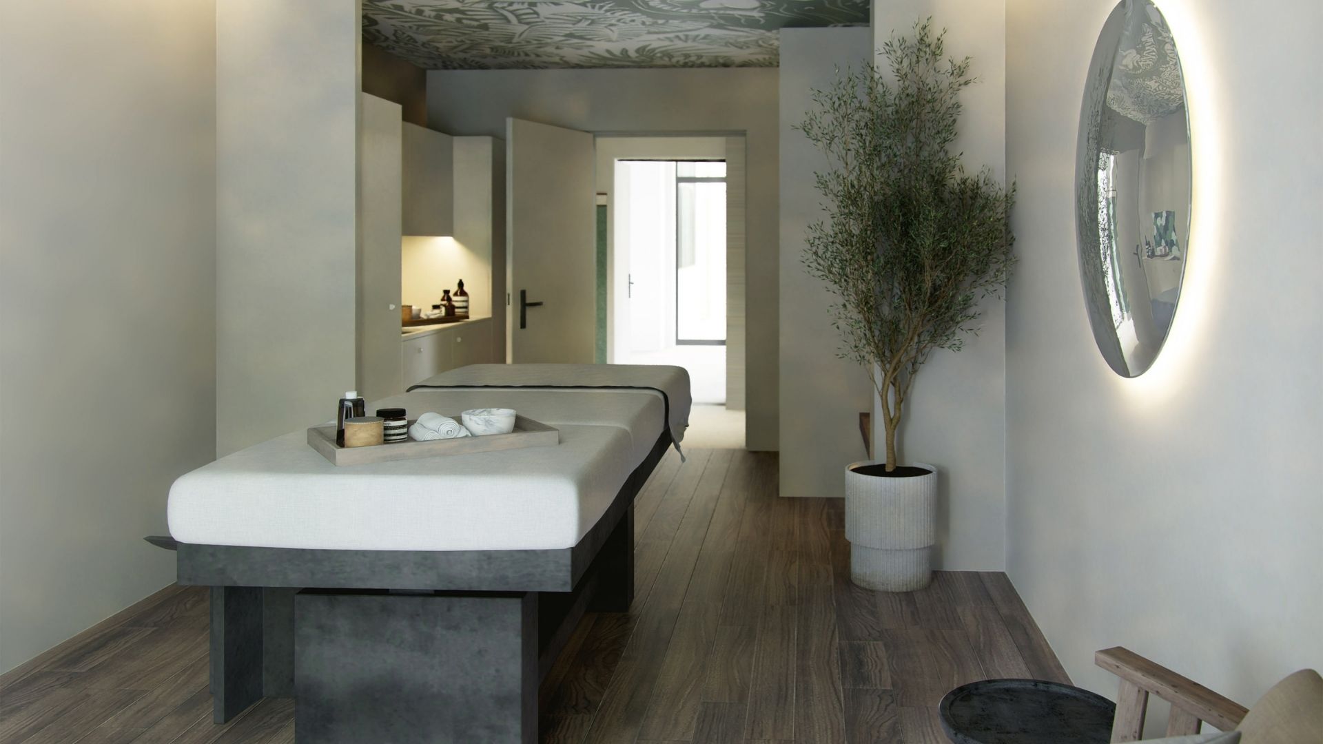 Cabine de soin relaxante au Grand Hôtel de Courtoisville à Saint-Malo, hôtel spa 4 étoiles en bord de mer.