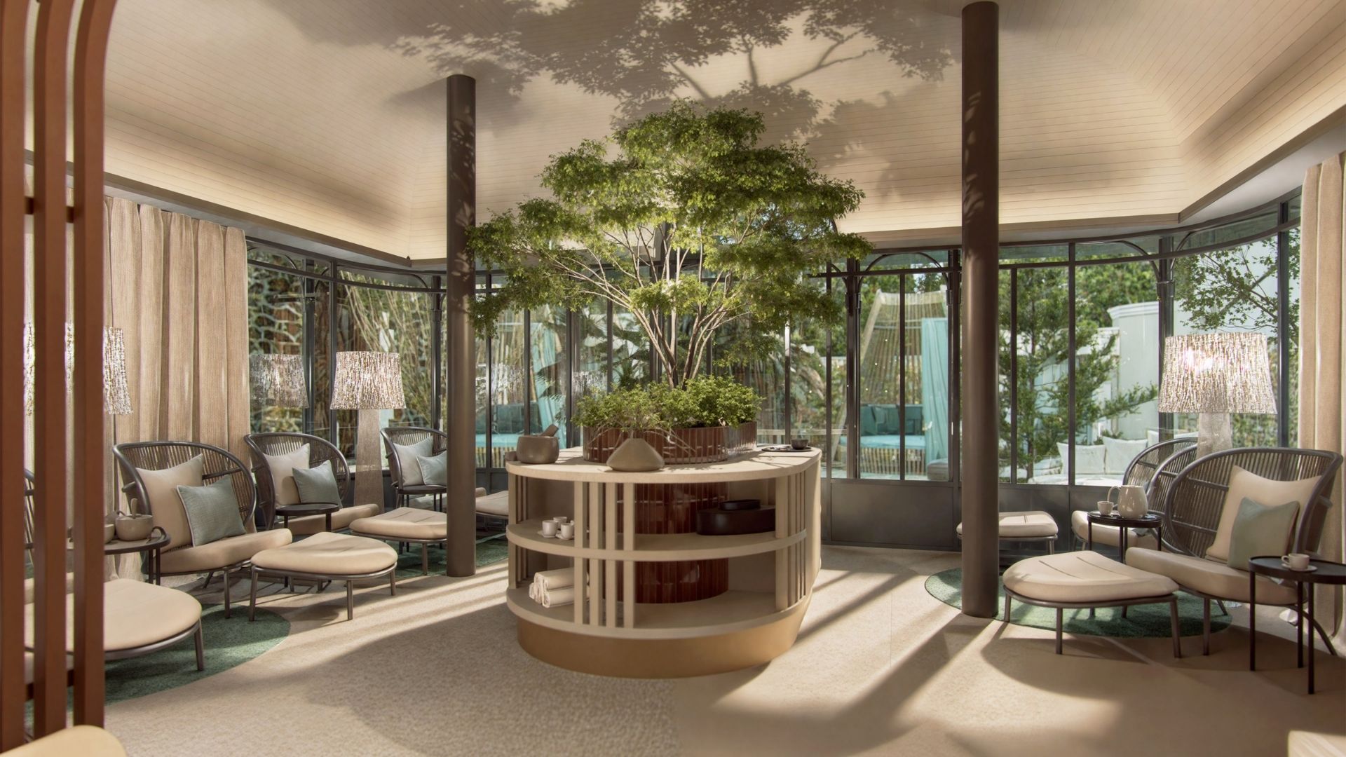 Refined tea room at the Grand Hotel de Courtoisville in Saint-Malo, a 4-star spa hotel near Sillon beach.