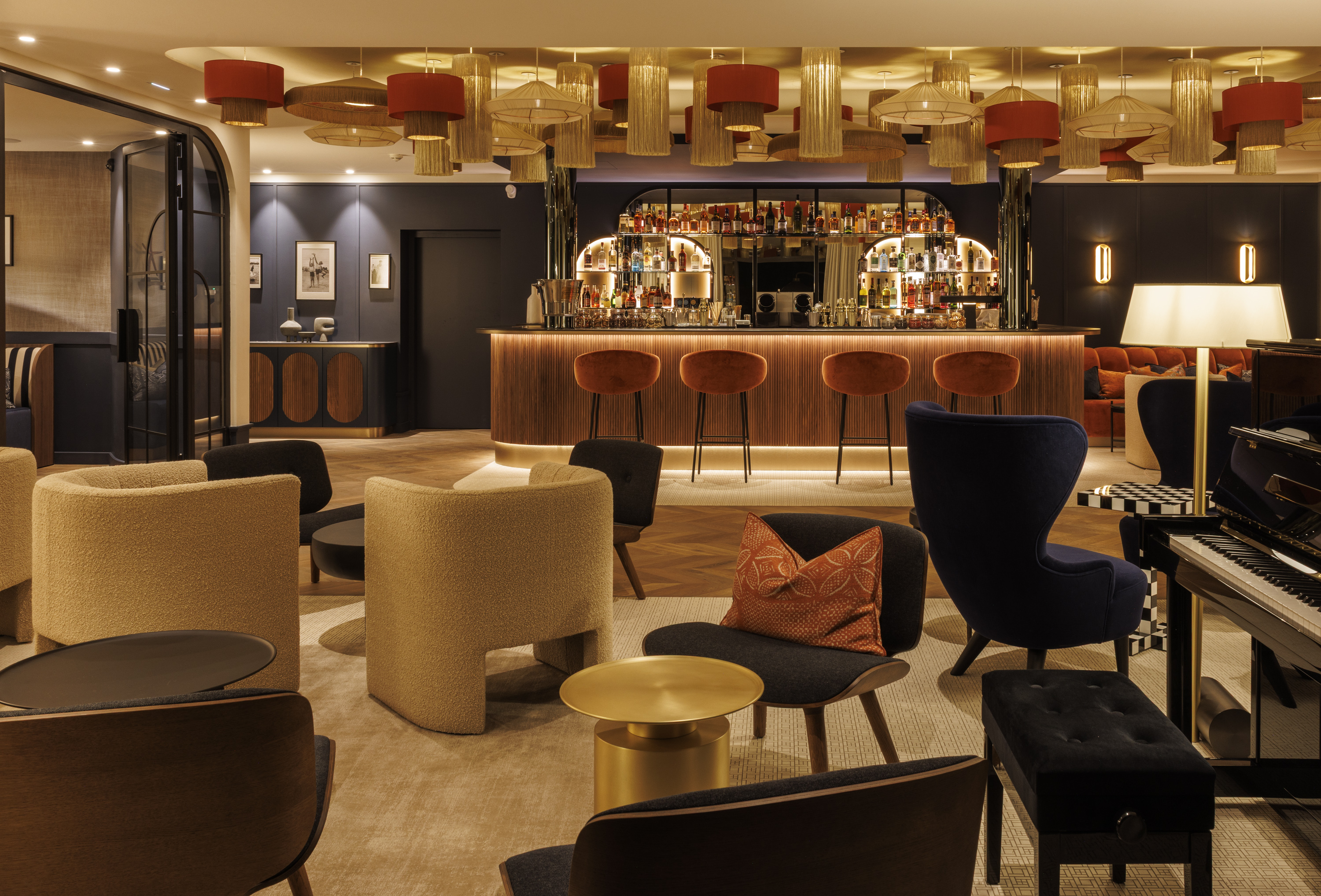 Signature cocktails at the bar of the Grand Hotel de Courtoisville in Saint-Malo, a 4-star spa hotel in Brittany.