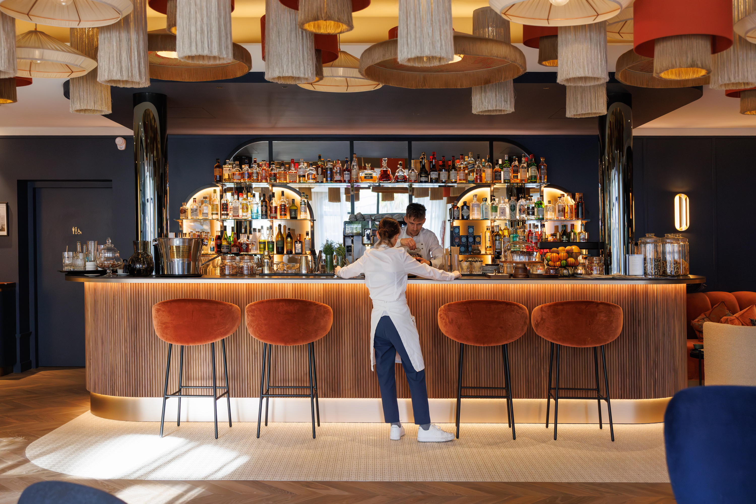 The Baccara Bar at the Grand Hotel de Courtoisville in Saint-Malo, a luxury 4-star spa hotel in Brittany.