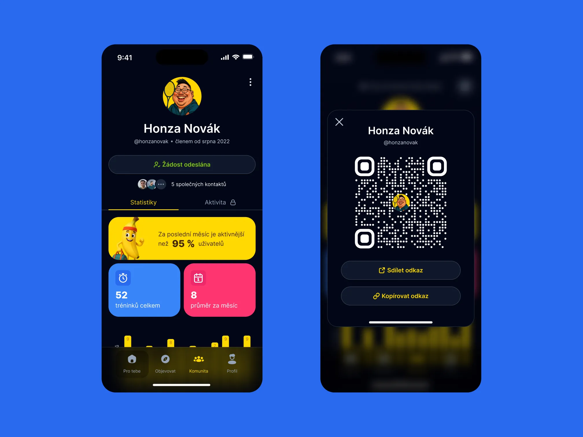 Design UI prvků v aplikaci Banana Sport