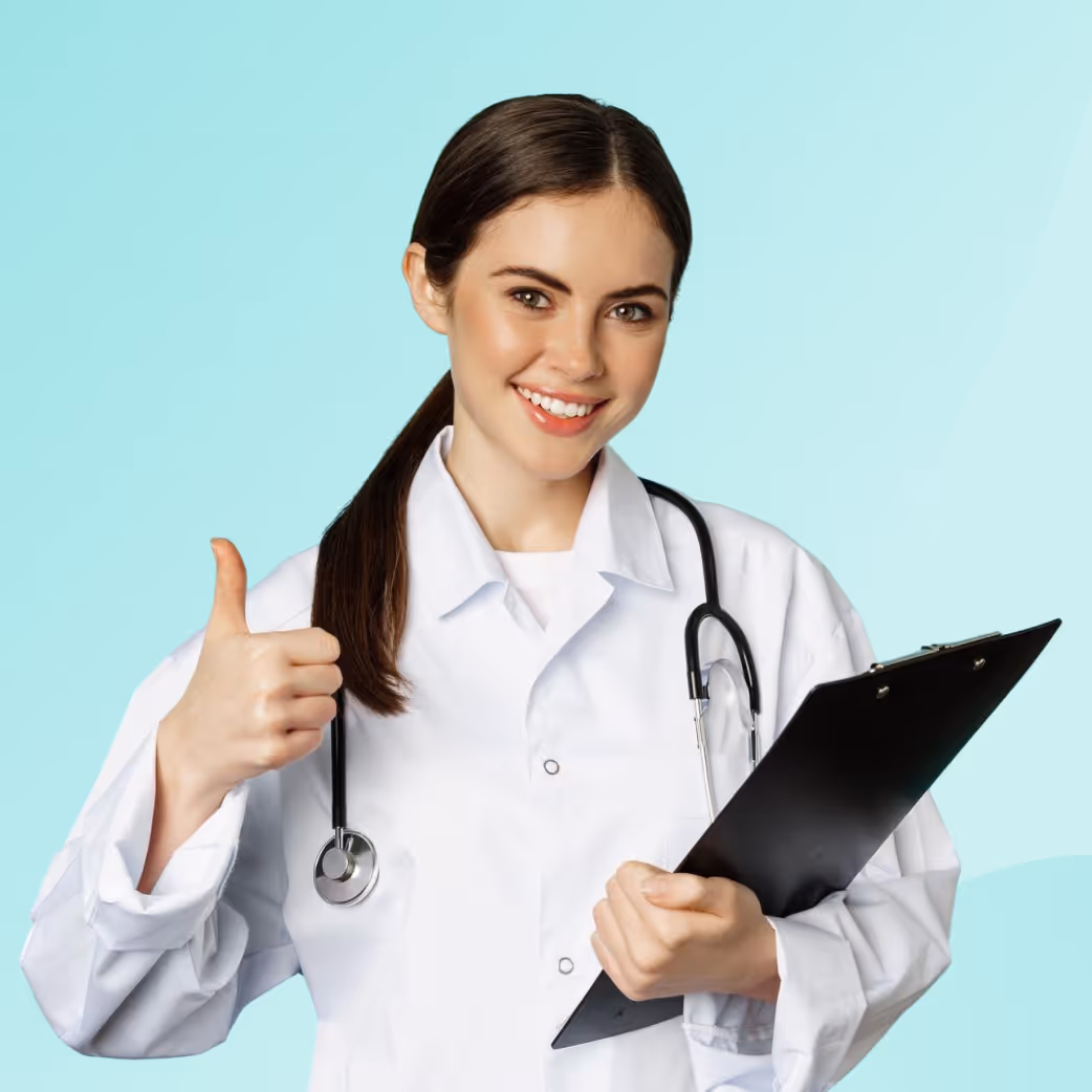 Młoda, uśmiechnięta Pani doktor.
