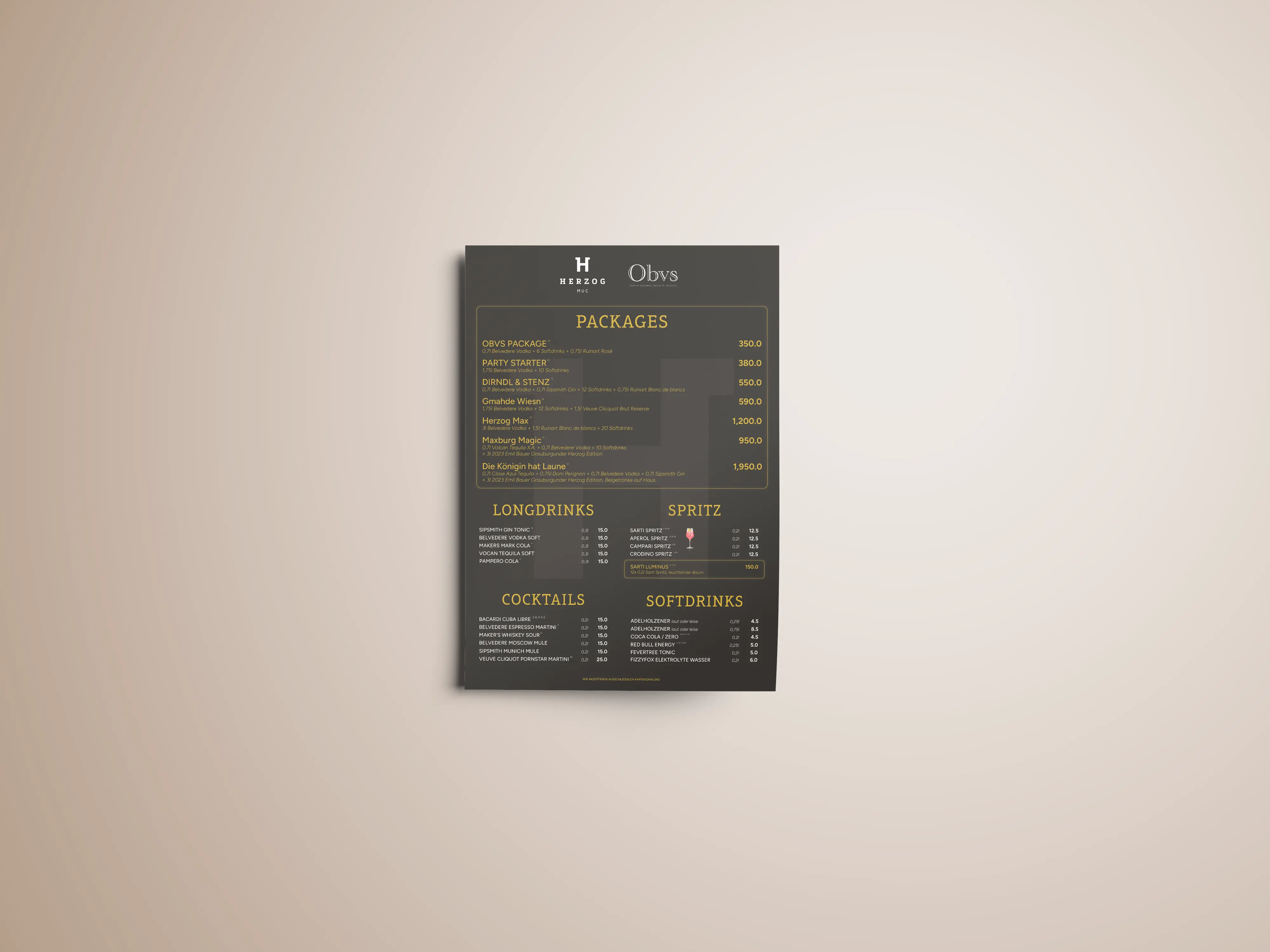 Herzog Tagesbar Speisekarte