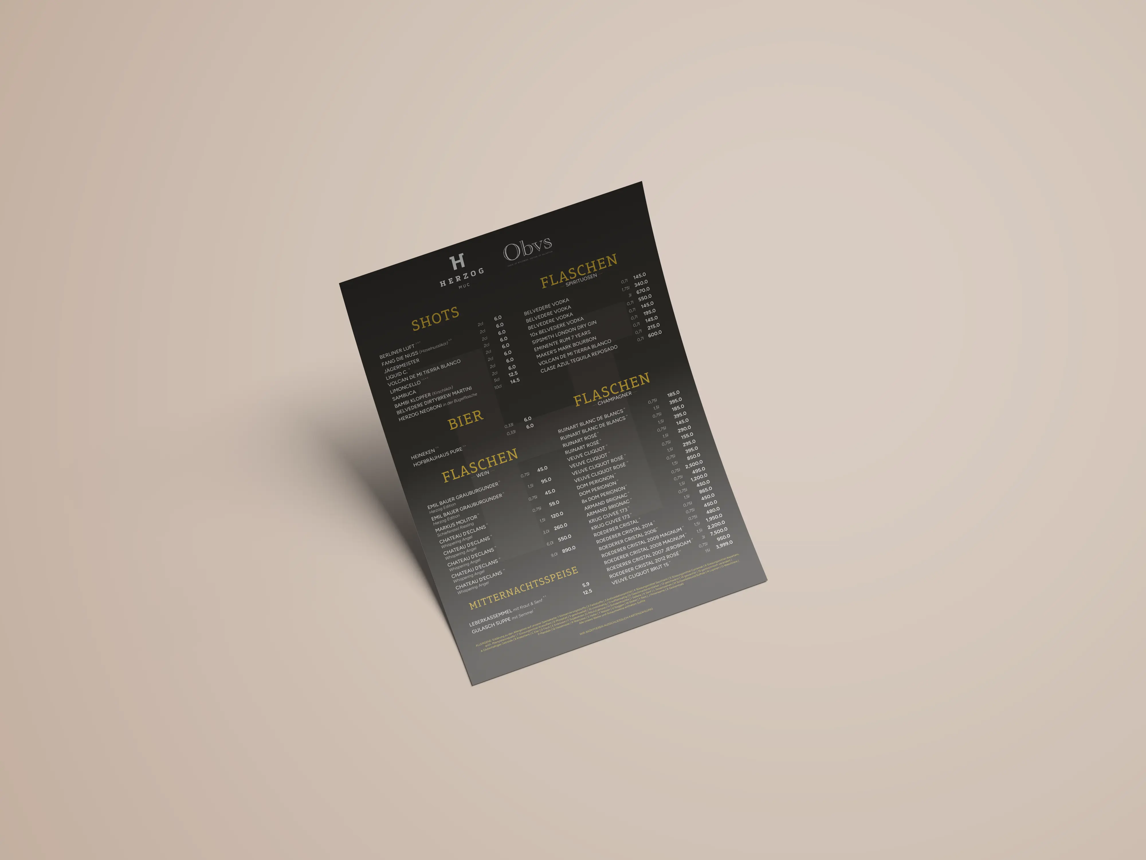 Herzog Tagesbar Speisekarte
