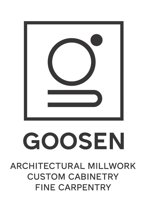 Goosen Inc. logo featuring the iconic 'G' design by Jos Goosen Sr., inspired by Dutch custom furniture traditions since 1963, representing high-quality architectural millwork and custom cabinetry services in Kitchener, Waterloo, and Cambridge.