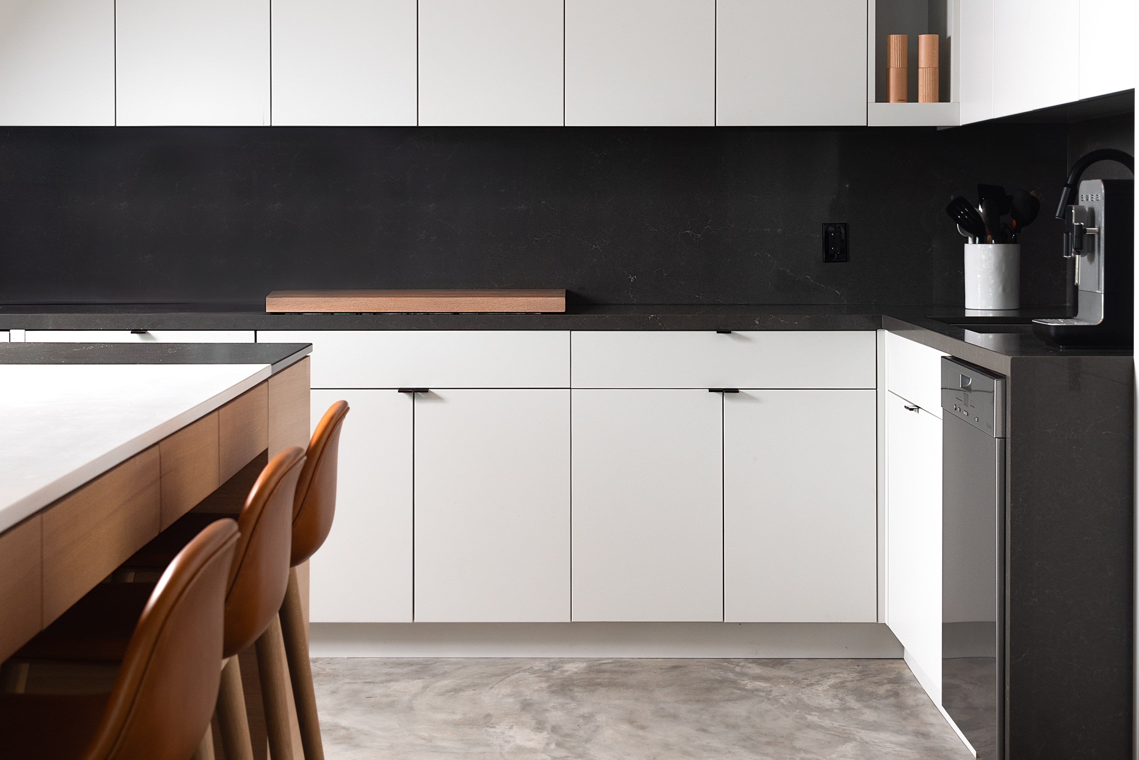 Detailed view of custom cabinetry and millwork by Goosen Inc. in the Acton Boathouse on Muskoka Lake, Ontario, highlighting fine craftsmanship and premium finishes in a luxury waterfront interior.