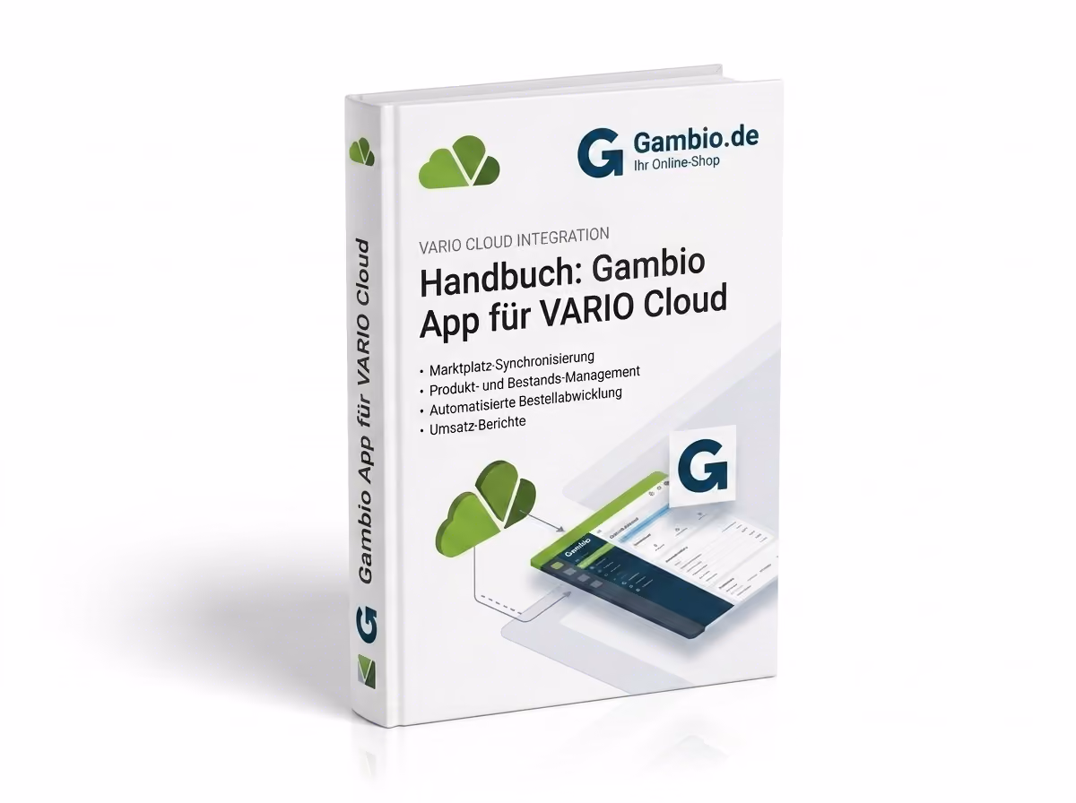 Gambio-App für VARIO Cloud: Gambio-Shop und VARIO Warenwirtschaft verbunden