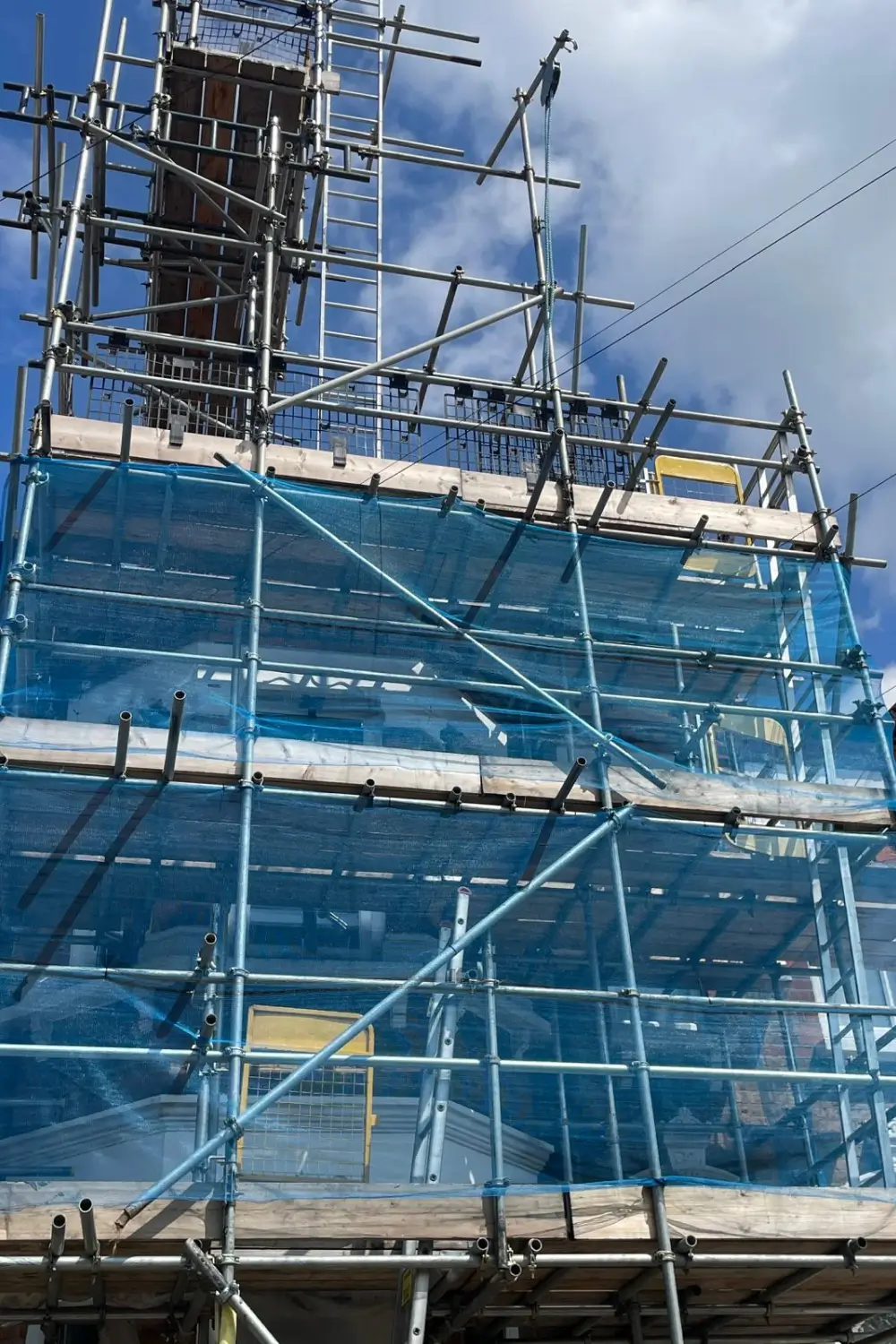 Party Wall Notice outside property with scaffolding