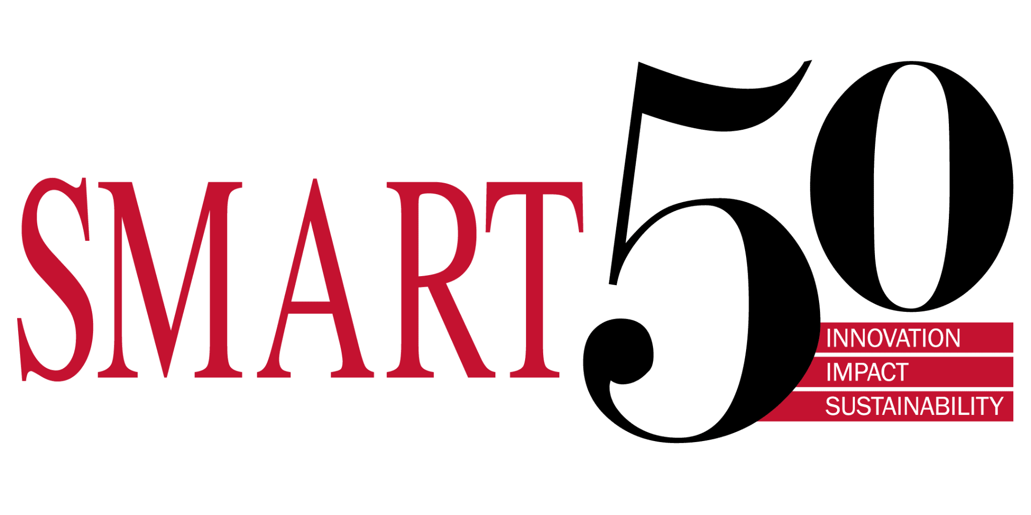 SMART 50 logo with words Innovation, Impact, and Sustainability.