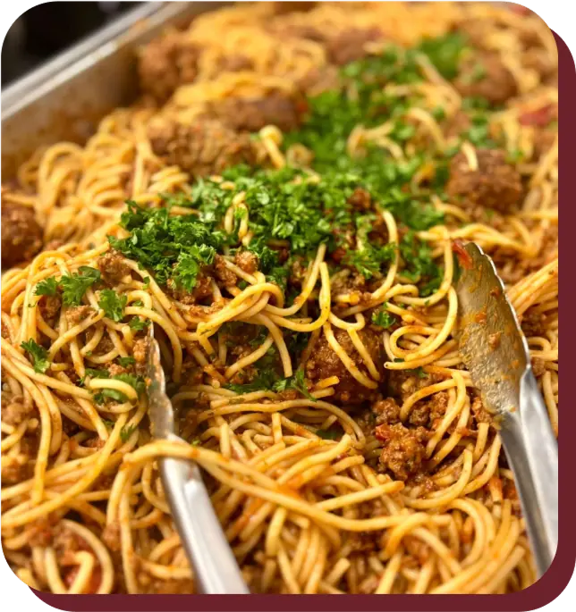 Lunch spaghetti tray