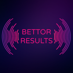 Bettor Results logo: the wordmark in pink between two arcs of concentric curved lines on a dark purple background