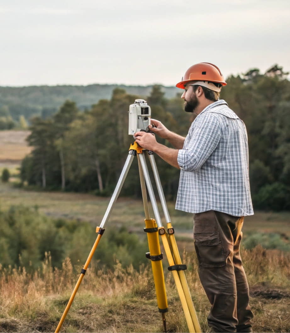 a surveyor using his tool