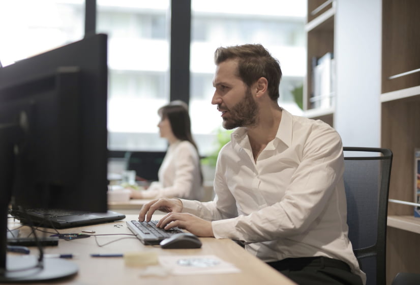 Marketer working on computer