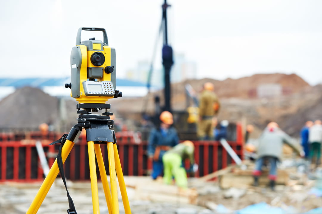 total station at construction site