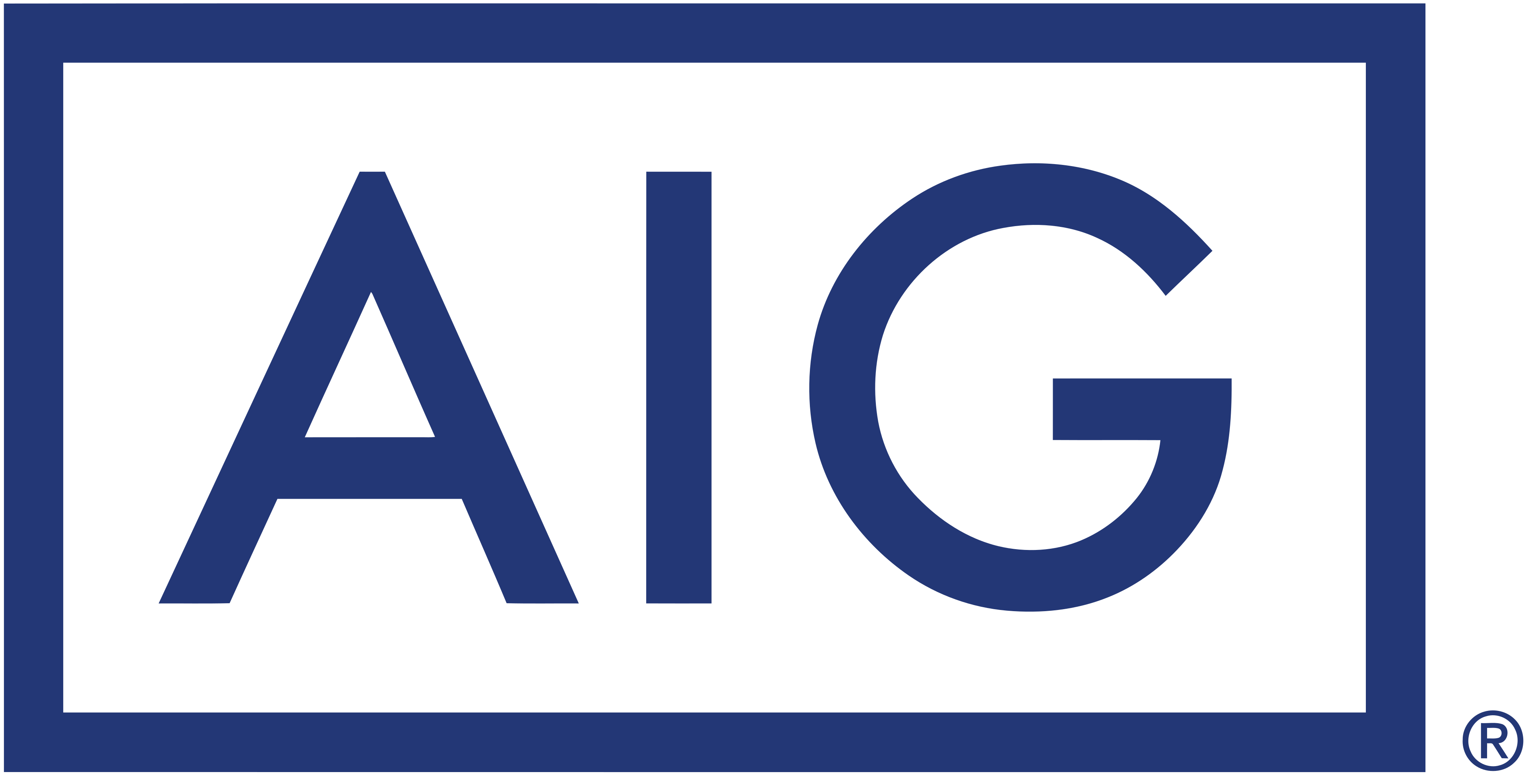 AIG logo with bold navy letters AIG inside a rectangular navy border.