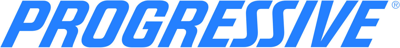 Progressive brand logo in blue italicized uppercase letters with registered trademark symbol.