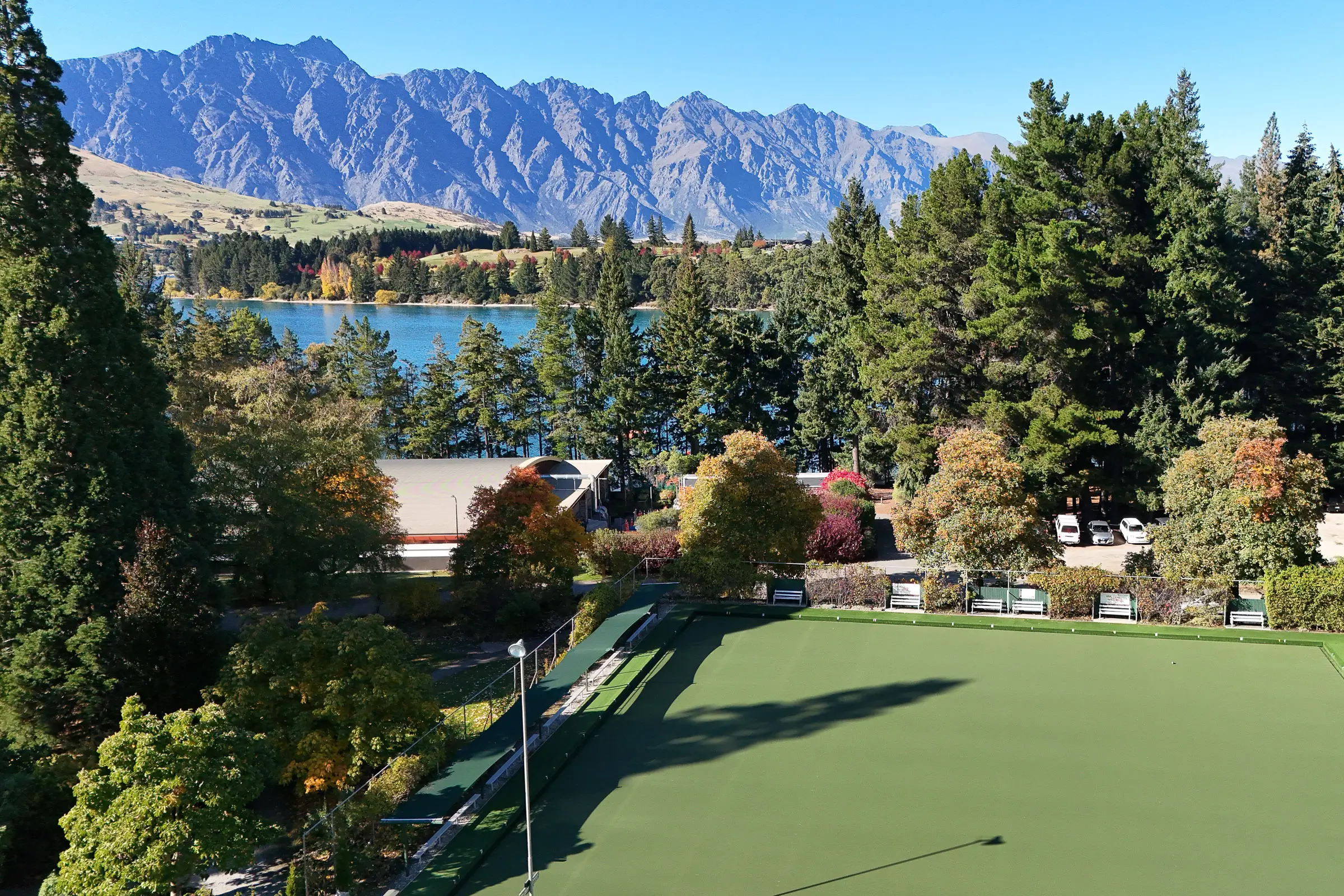 Queenstown Bowling Club View of Remarkables Mountain Range