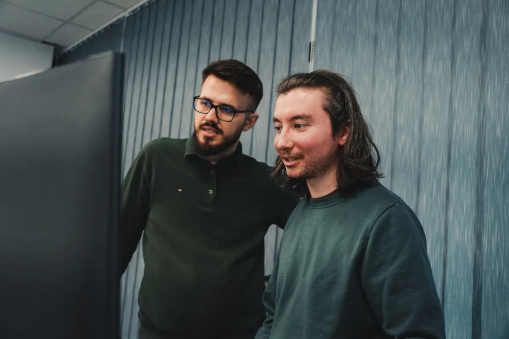 testers viewing screen