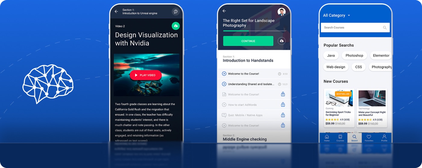 FeedMyMind course player and lesson screens