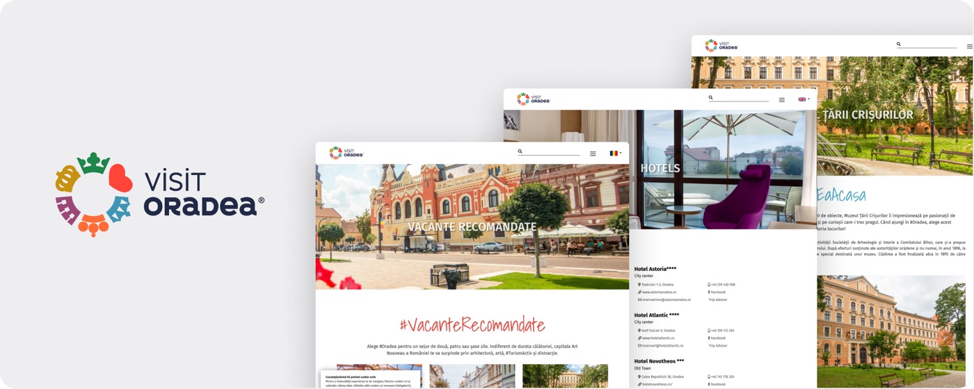 VisitOradea.com brand mark alongside attraction pages