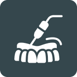 An icon depicting tooth scaling or dental cleaning.
