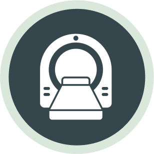  Icon of a medical imaging scanner used for 3D imaging in dental implant diagnosis.