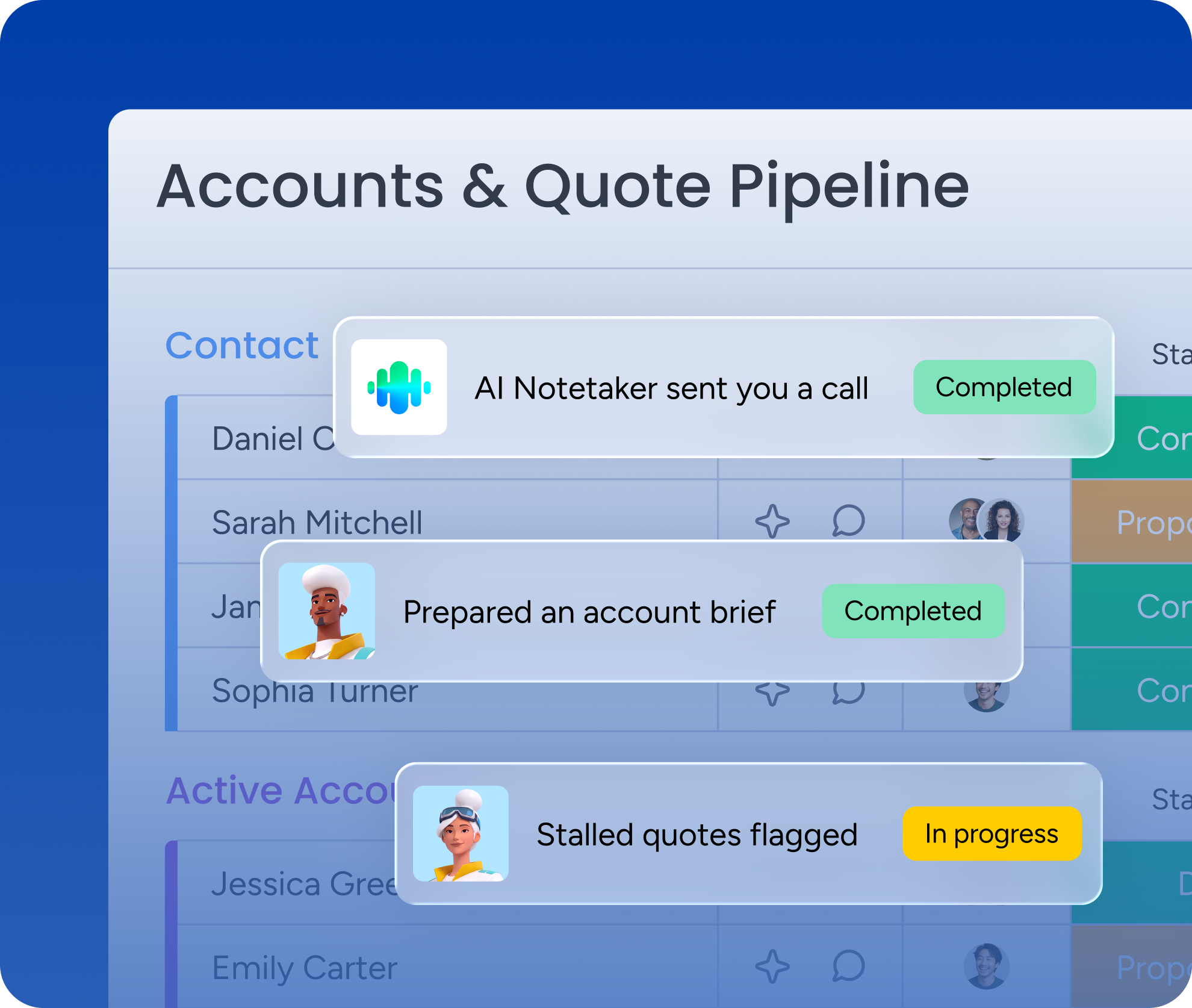 Accounts & Quote Pipeline for manufacturing sales process with AI