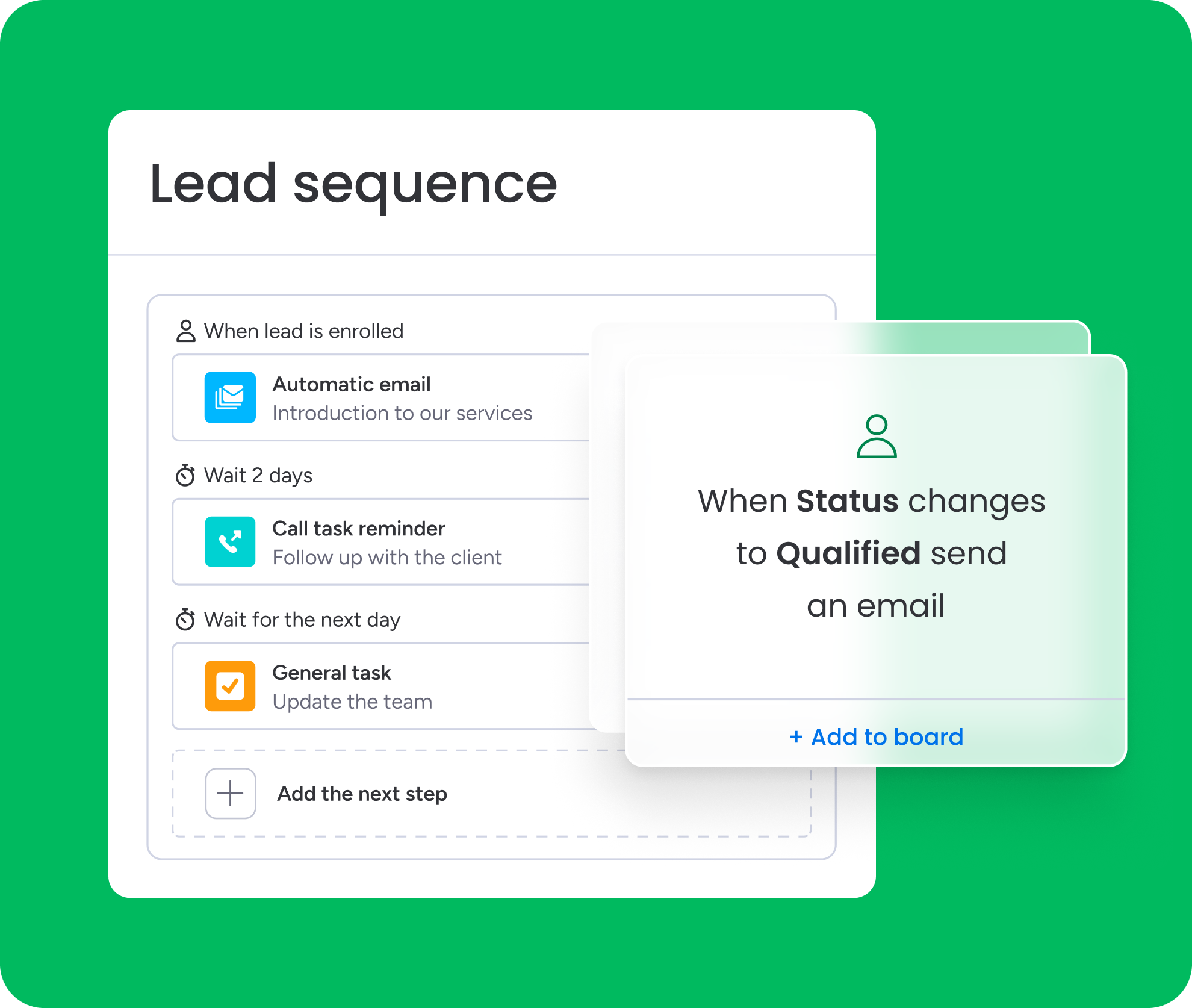 Lead sequence with email automation