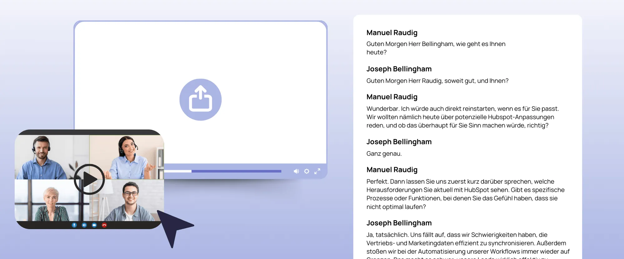 Video upload with transcription