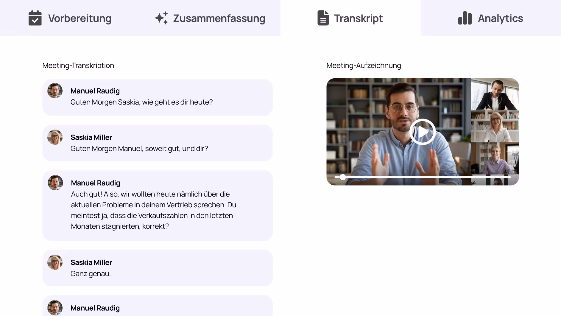 Sally AI Meeting dashboard
