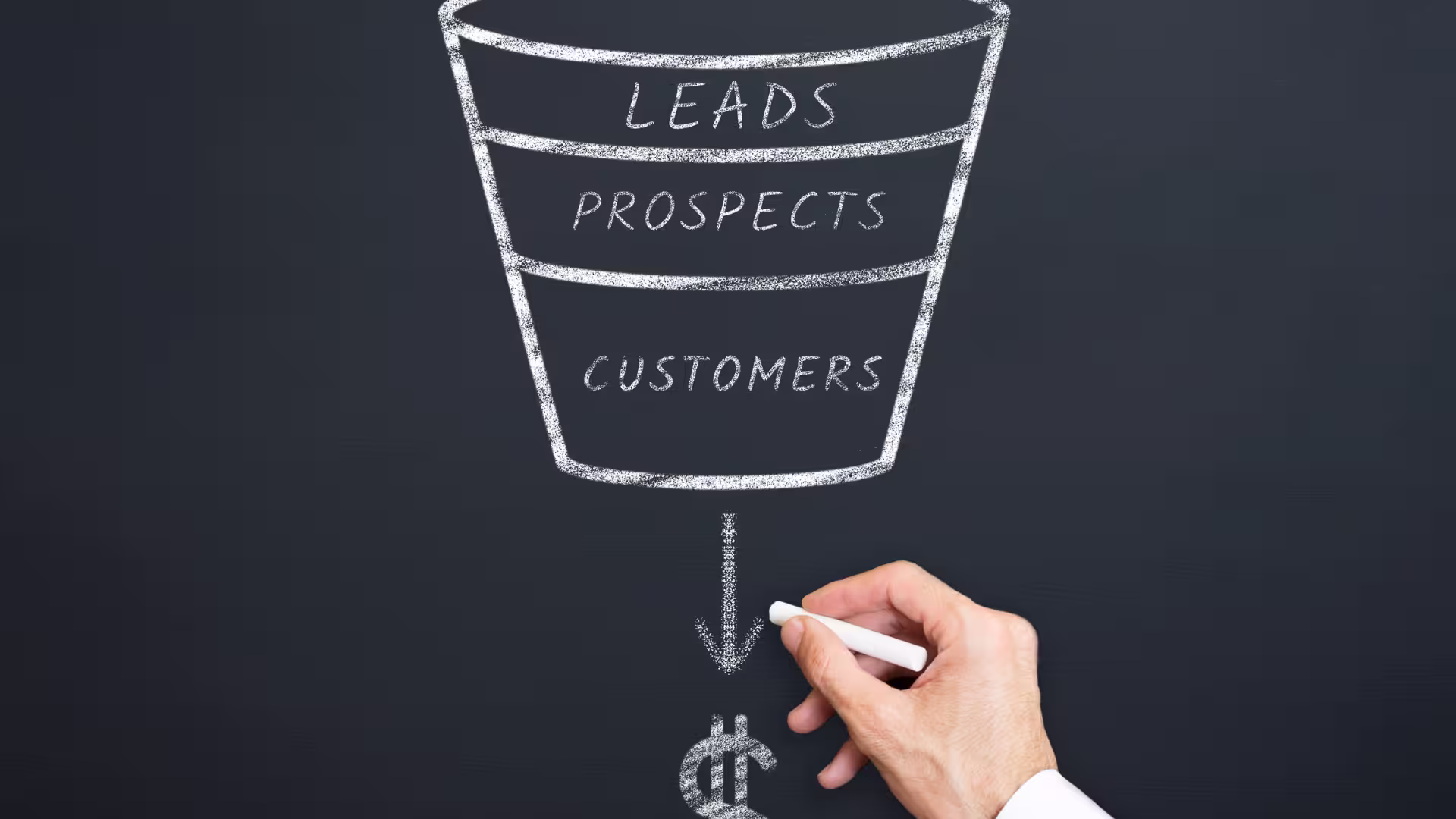 Sales funnel written on a blackboard