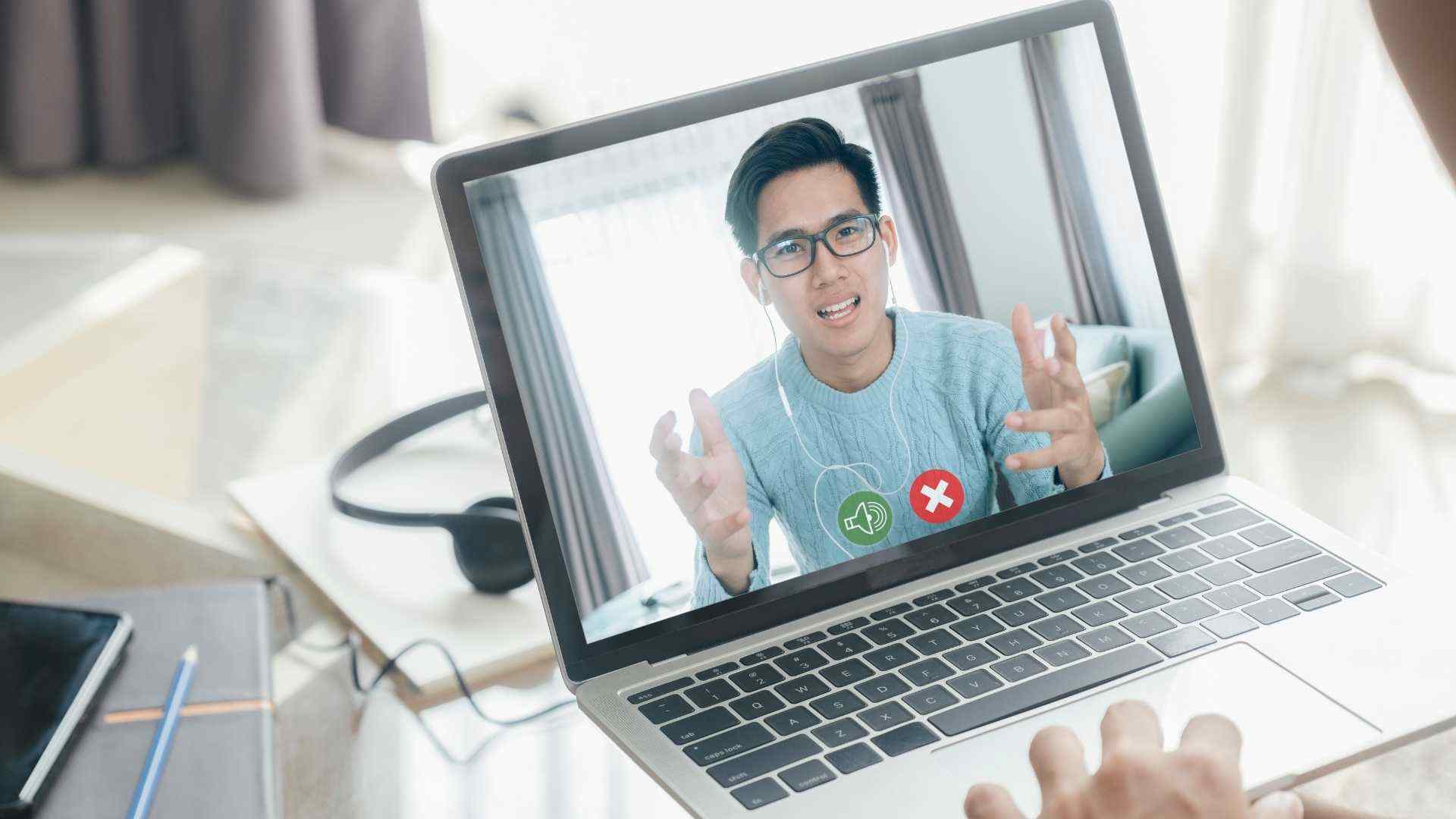 Online Meeting on a Laptop